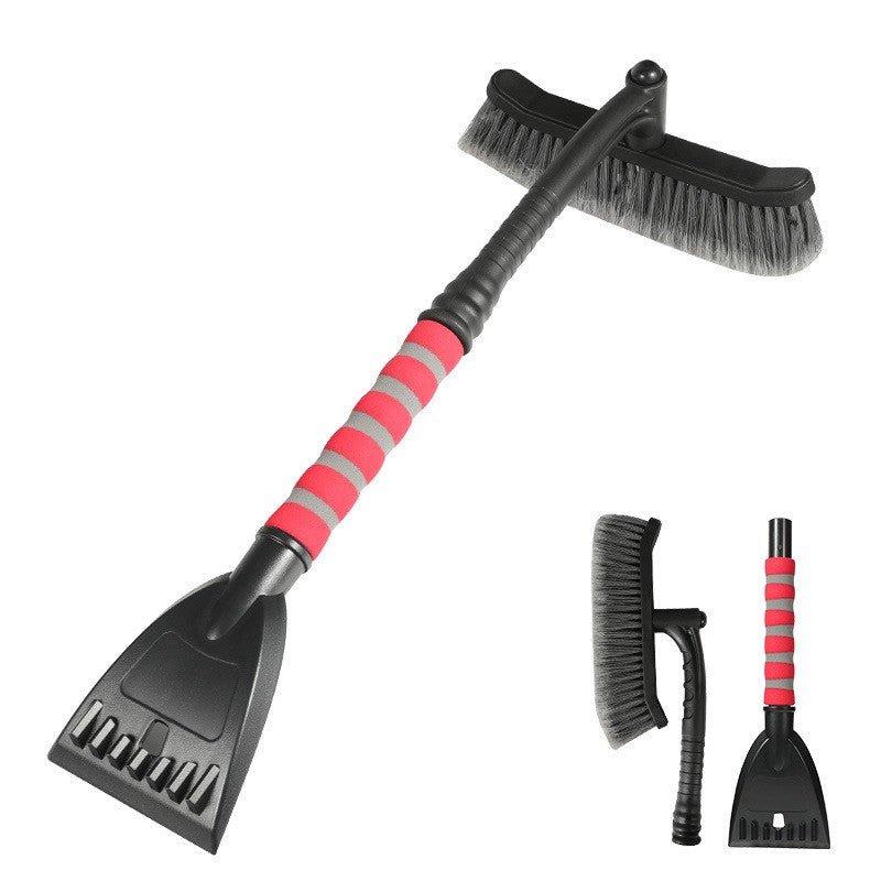Perie de Zapada cu Racleta pentru Masina, Flippy, Multifunctionala, Rotativa, Demontabila, cu Maner Antiderapant, Aluminiu, Plastic, Fragmentarea Ghetii de pe Parbriz, Solutia pentru Iarna, pentru Dezghetare, 54x10.5x27 cm, Rosie-0
