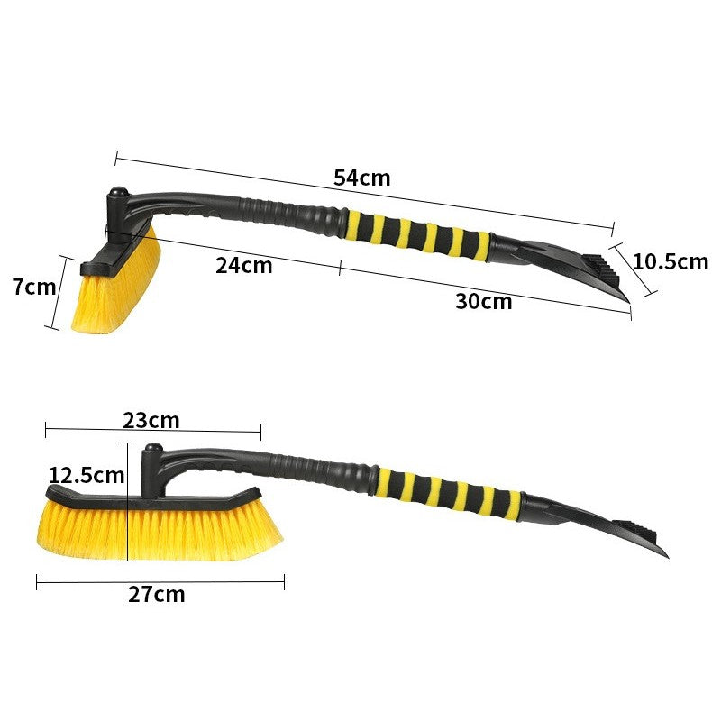 Perie de Zapada cu Racleta pentru Masina, Flippy, Multifunctionala, Rotativa, Demontabila, cu Maner Antiderapant, Aluminiu, Plastic, Fragmentarea Ghetii de pe Parbriz, Solutia pentru Iarna, pentru Dezghetare, 54x10.5x27 cm, Galbena-1