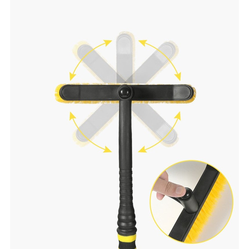 Perie de Zapada cu Racleta pentru Masina, Flippy, Multifunctionala, Rotativa, Demontabila, cu Maner Antiderapant, Aluminiu, Plastic, Fragmentarea Ghetii de pe Parbriz, Solutia pentru Iarna, pentru Dezghetare, 54x10.5x27 cm, Galbena-2