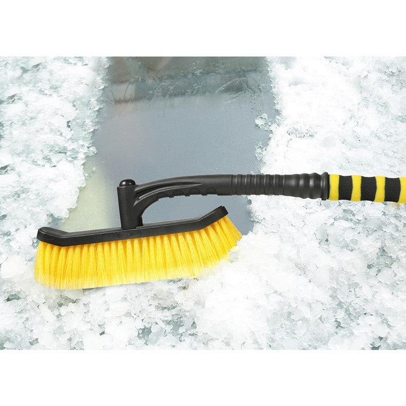 Perie de Zapada cu Racleta pentru Masina, Flippy, Multifunctionala, Rotativa, Demontabila, cu Maner Antiderapant, Aluminiu, Plastic, Fragmentarea Ghetii de pe Parbriz, Solutia pentru Iarna, pentru Dezghetare, 54x10.5x27 cm, Galbena-4