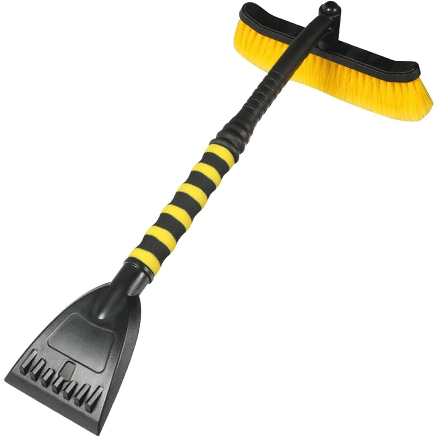 Perie de Zapada cu Racleta pentru Masina, Flippy, Multifunctionala, Rotativa, Demontabila, cu Maner Antiderapant, Aluminiu, Plastic, Fragmentarea Ghetii de pe Parbriz, Solutia pentru Iarna, pentru Dezghetare, 54x10.5x27 cm, Galbena-8