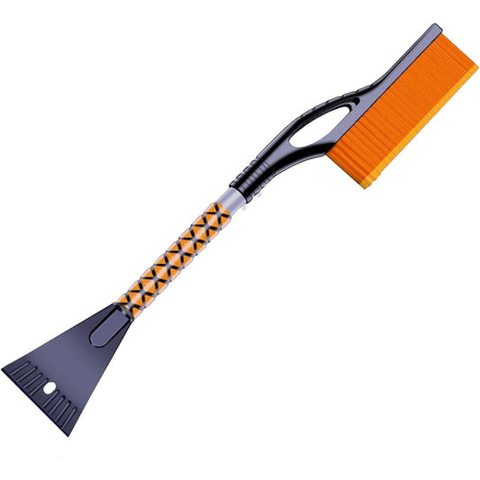 Perie de Zapada cu Racleta pentru Masina, Flippy, Multifunctionala, Demontabila, cu Maner Antiderapant, Aluminiu, Plastic, Fragmentarea Ghetii de pe Parbriz, Solutia pentru Iarna, pentru Dezghetare, 68x24x11.1 cm, Portocaliu-0