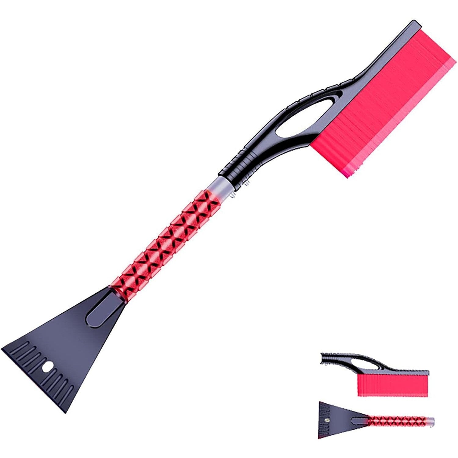 Perie de Zapada cu Racleta pentru Masina, Flippy, Multifunctionala, Demontabila, cu Maner Antiderapant, Aluminiu, Plastic, Fragmentarea Ghetii de pe Parbriz, Solutia pentru Iarna, pentru Dezghetare, 68x24x11.1 cm, Rosu-8