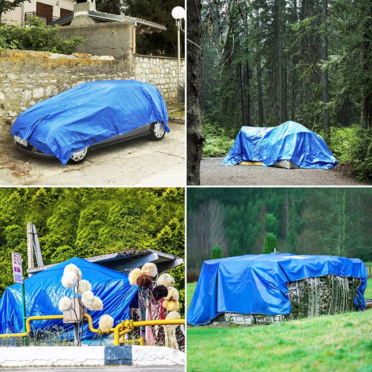 Prelata Impermeabila cu ochiuri metalice de prindere, dimensiune 4,0m x 5,0m, densitate 80g/m2, culoare albastra-1