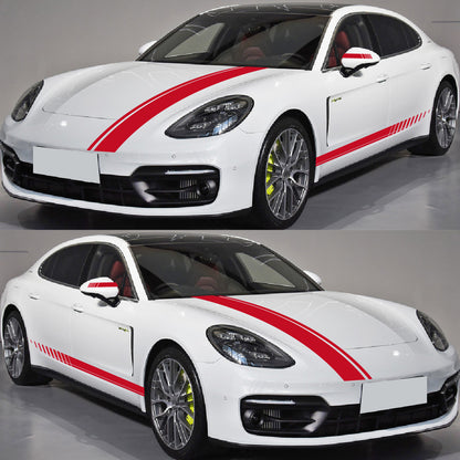 Set 5 stickere autoadezive Tuning, model "Racing Stripes V1", dimensiune 190 cm, culoare Rosie-1