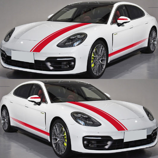 Set 5 stickere autoadezive Tuning, model "Racing Stripes V1", dimensiune 190 cm, culoare Rosie-1