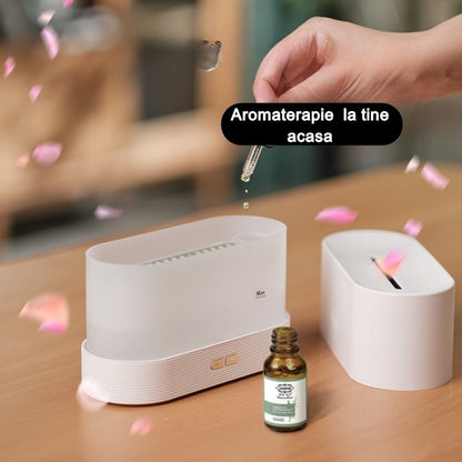 Difuzor de ulei esential cu flacara Flippy, aromaterapie, umidificator de aer, rezervor 180 ml, simulare efectelor de iluminare a flacarii, lumina veghe ajustabila, alb-3