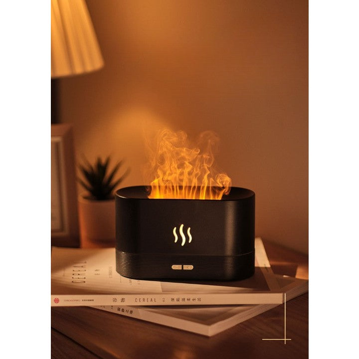 Difuzor de ulei esential cu flacara Flippy, aromaterapie, umidificator de aer, rezervor 180 ml, simulare efectelor de iluminare a flacarii, lumina veghe ajustabila, negru-2