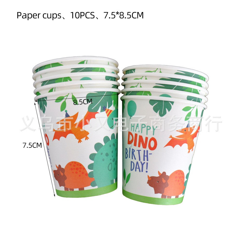 Set 10 Pahare de Carton, Flippy, Model Dinozauri, 7.5x8.5 cm, 200 mL, Multicolor-0