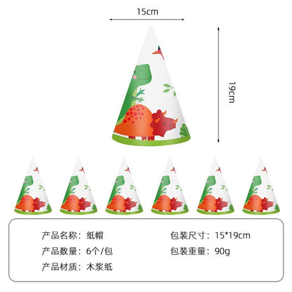 Set 6 Coifuri cu Dinozauri, Flippy, Accesorii pentru Petrecere, Tematica Aniversare, 19x15 cm, Multicolor-0