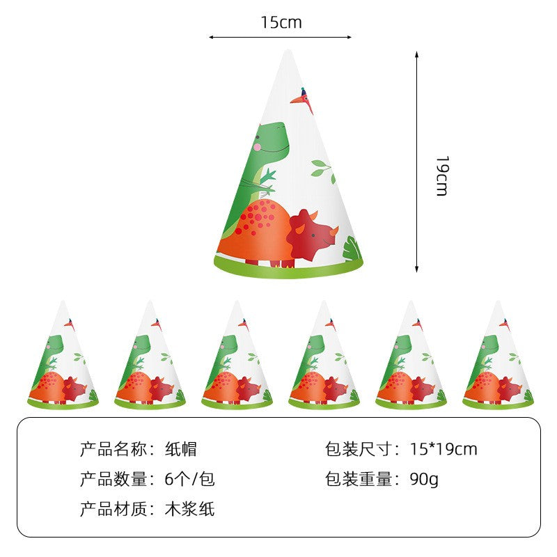 Set 6 Coifuri cu Dinozauri, Flippy, Accesorii pentru Petrecere, Tematica Aniversare, 19x15 cm, Multicolor-0