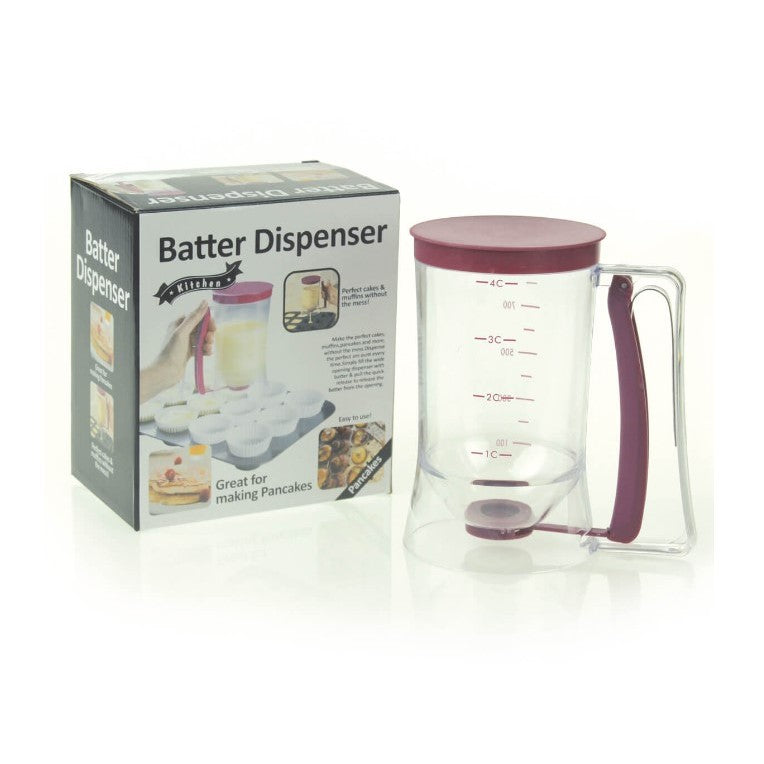 Dispenser de aluat pentru prajituri Flippy, Batter Dispenser, din plastic, maner cu arc, 900 ml, usor de manipulat si utilizat, Mov-3