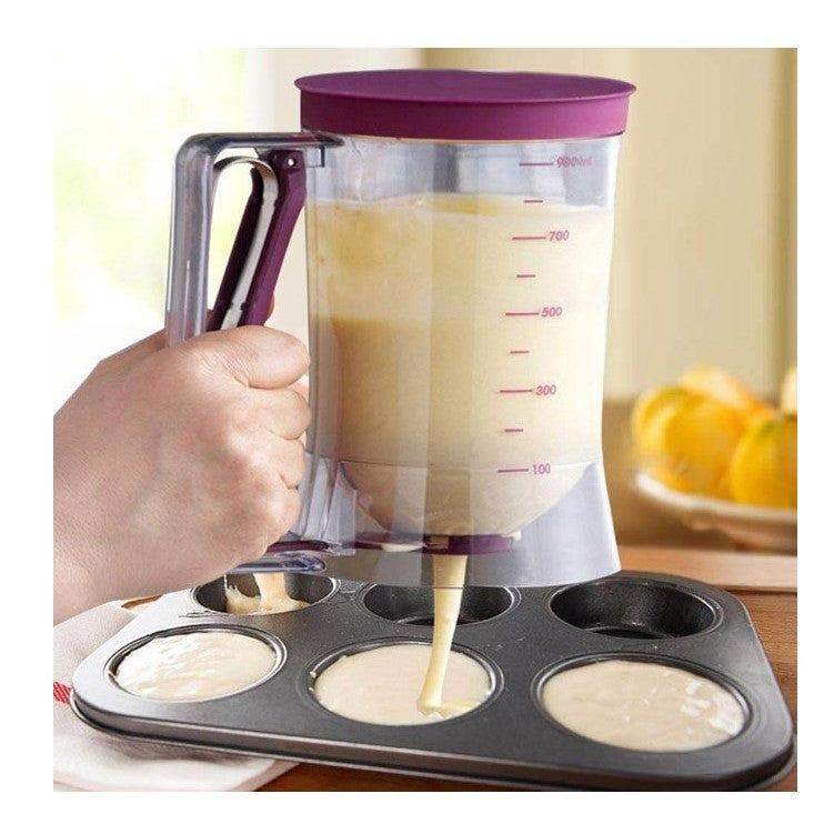 Dispenser de aluat pentru prajituri Flippy, Batter Dispenser, din plastic, maner cu arc, 900 ml, usor de manipulat si utilizat, Mov-5