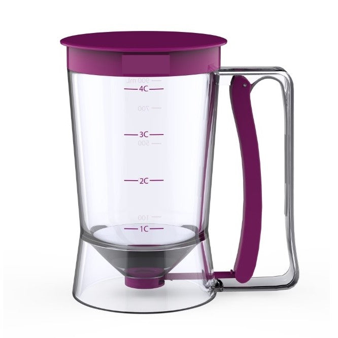 Dispenser de aluat pentru prajituri Flippy, Batter Dispenser, din plastic, maner cu arc, 900 ml, usor de manipulat si utilizat, Mov-0