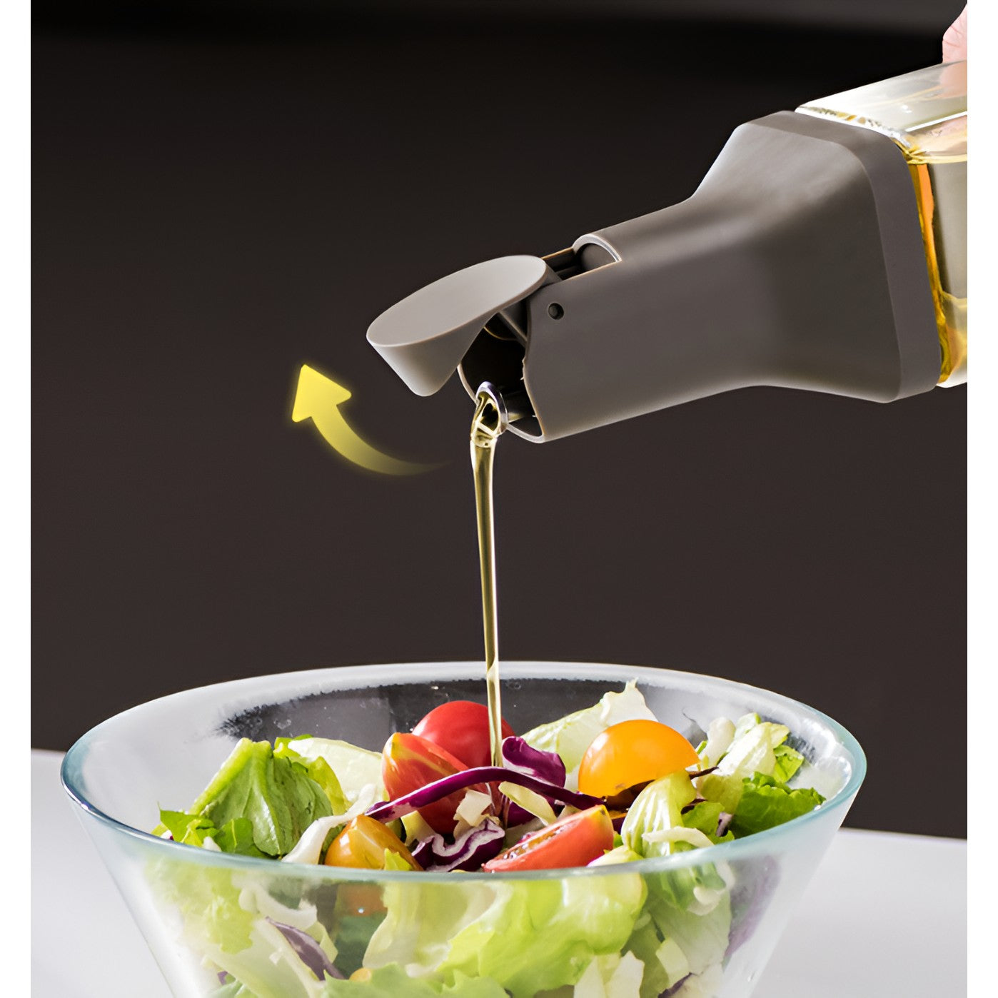 Dispenser pentru Ulei, Flippy, Deschidere si Inchidere Automata a Rezervorul, cu Inductie Gravitationala, 500 ml, 29.5x6x6 cm, Gri-3