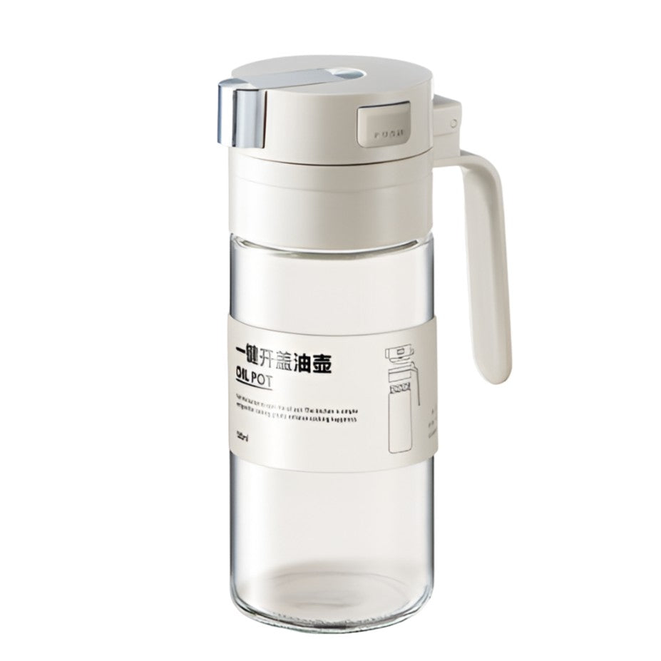 Dispenser pentru Ulei, Flippy, Deschidere si Inchidere Automata a Rezervorul, cu Inductie Gravitationala, 550 ml, 12x7.6x20.5 cm, Alb-0