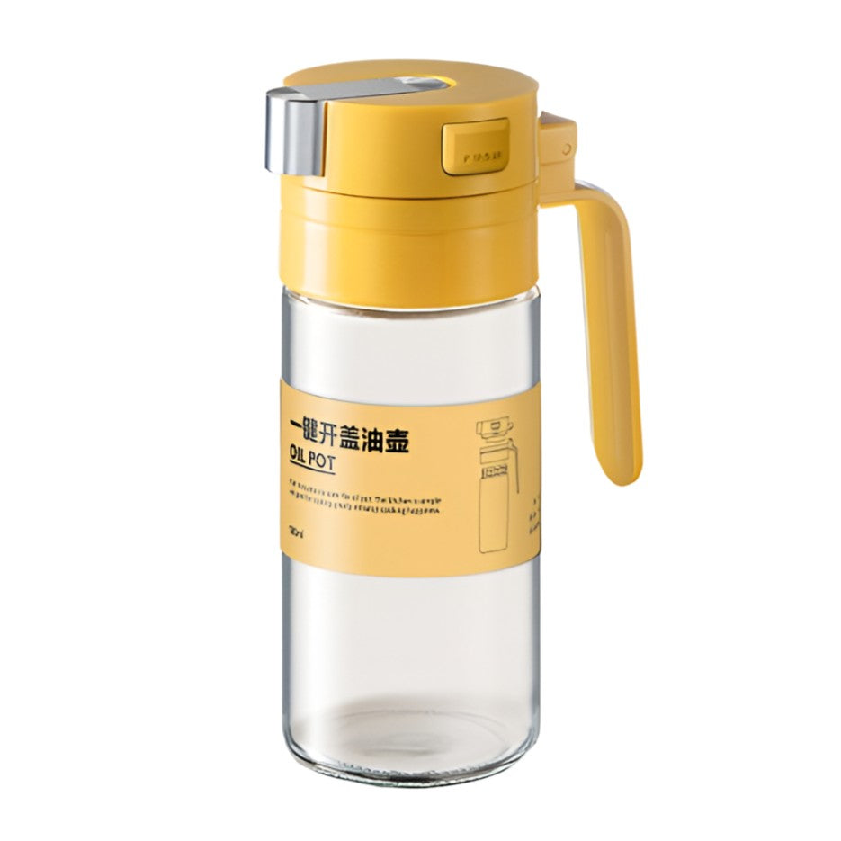 Dispenser pentru Ulei, Flippy, Deschidere si Inchidere Automata a Rezervorul, cu Inductie Gravitationala, 550 ml, 12x7.6x20.5 cm, Galben-0