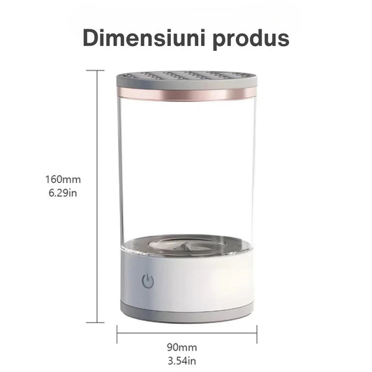 Dispozitiv Portabil de Curatare a Pensulelor de Machiaj, Flippy, Potrivit pentru Pensule de Diferite Dimensiuni, 5V, 7000RPM, Vibratii Sonice, USB, Alb/Transparent, 9x9x16 cm-1