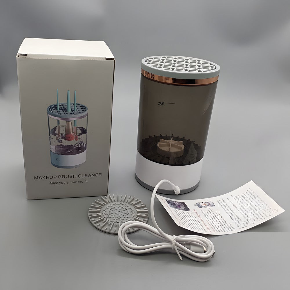 Dispozitiv Portabil de Curatare a Pensulelor de Machiaj, Flippy, Potrivit pentru Pensule de Diferite Dimensiuni, 5V, 7000RPM, Vibratii Sonice, USB, Alb/Negru, 9x9x16 cm-3