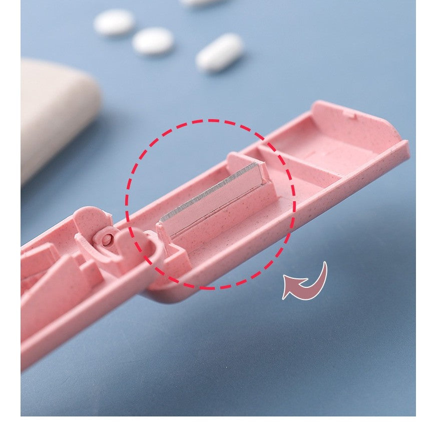 Dispozitiv taiere si depozitare medicamente, Flippy, Roz, Plastic, 8 x 4 x 1.8 cm-3