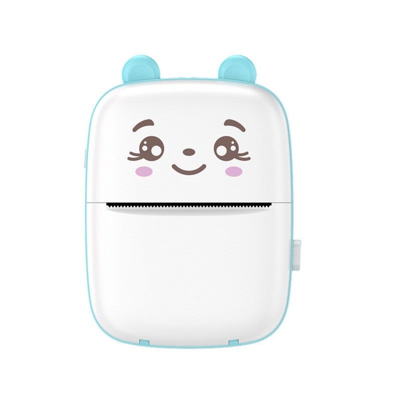 Mini Imprimanta Foto Portabila, Flippy, Incarcare USB, Bluetooth, Model Ursulet, Alb Albastru-0