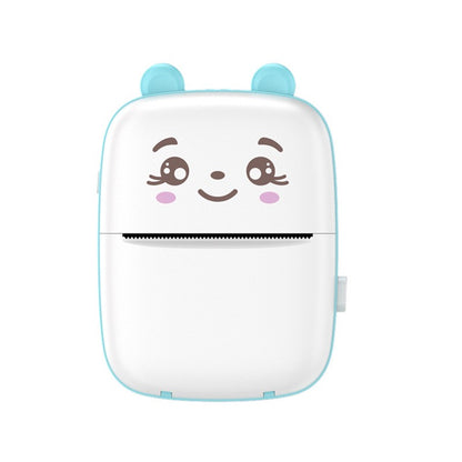 Mini Imprimanta Foto Portabila, Flippy, Incarcare USB, Bluetooth, Model Ursulet, Alb Albastru-0