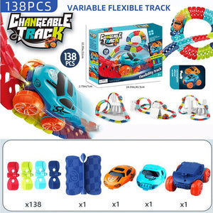 Jucarie de Constructie RollerCoaster, Flippy, 138 de Piese, 41.5x31x7 cm, cu Masini, Multicolor-0