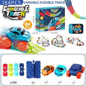 Jucarie de Constructie RollerCoaster, Flippy, 184 de Piese, 44.5x36x7 cm, cu Masini, Multicolor-0