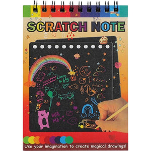 Caiet cu fise razuibile Flippy, DIY Magic Scratch, 12 File, Curcubeu, Creion din Lemn, Cartonase negre, 14 x 10 cm, galben-0