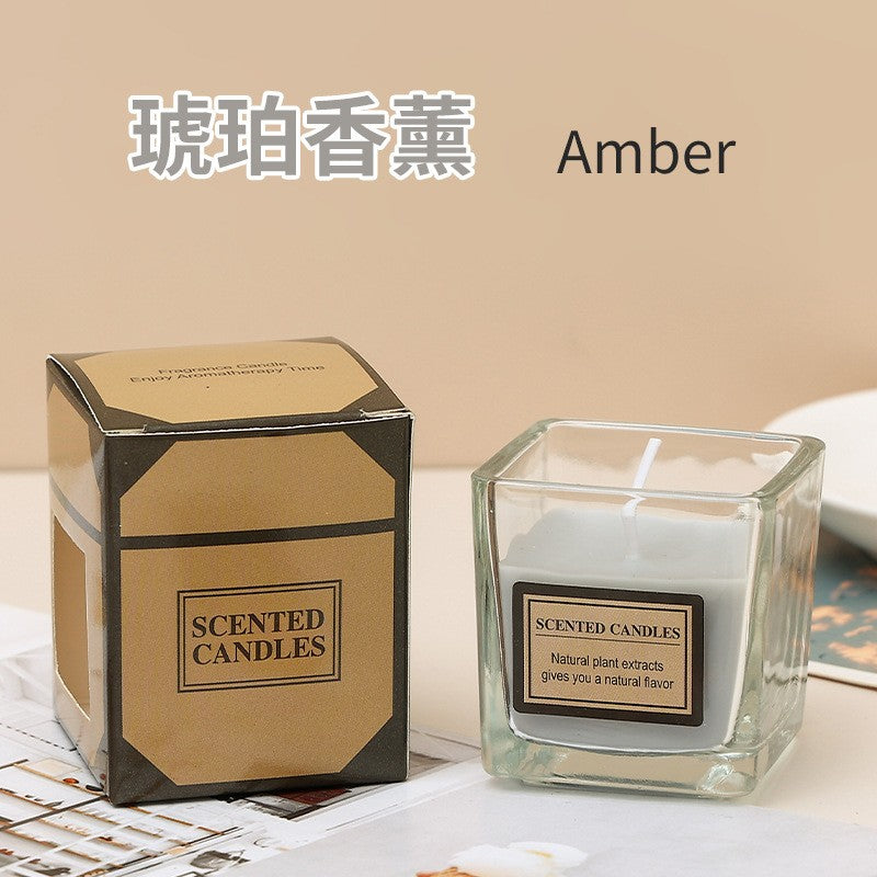 Lumanare Parfumata, Flippy, Model Pahar Transparent, cu Ulei Esential, Aroma de Ambra, Gri-0