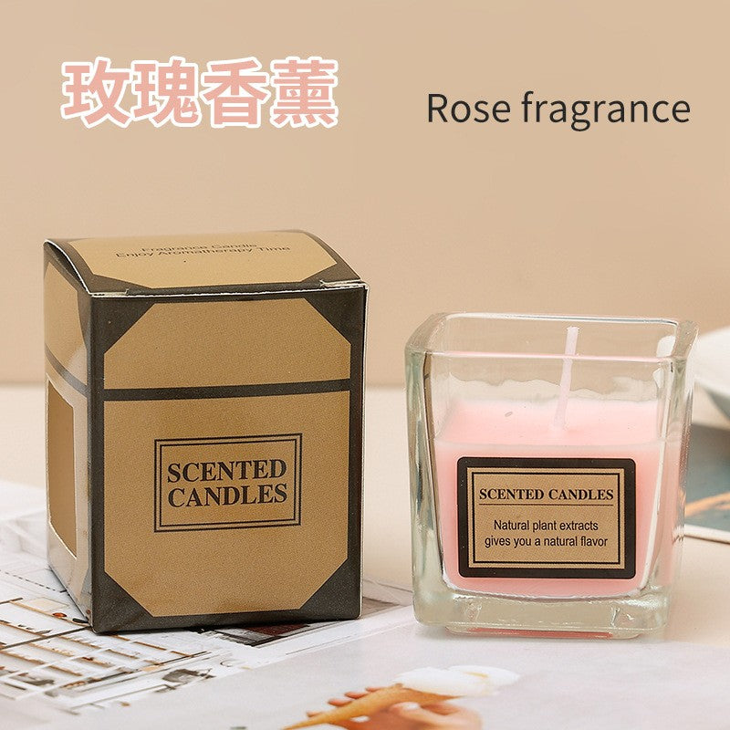 Lumanare Parfumata, Flippy, Model Pahar Transparent, cu Ulei Esential, Aroma de Trandafir, Roz Pal-0