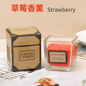 Lumanare Parfumata, Flippy, Model Pahar Transparent, cu Ulei Esential, Aroma de Capsuni, Rosu-0