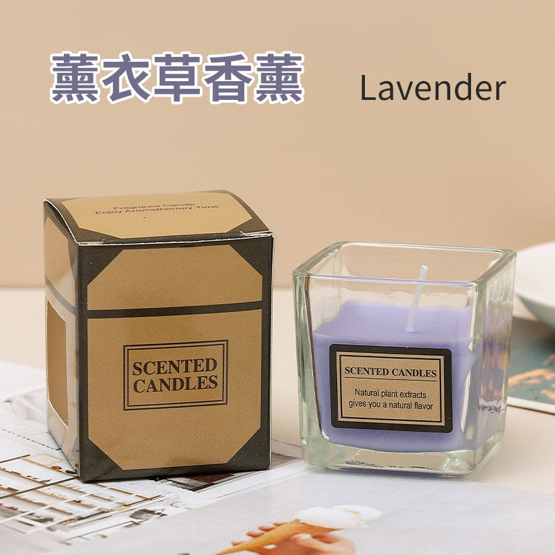 Lumanare Parfumata, Flippy, Model Pahar Transparent, cu Ulei Esential, Aroma de Lavanda, Mov-0
