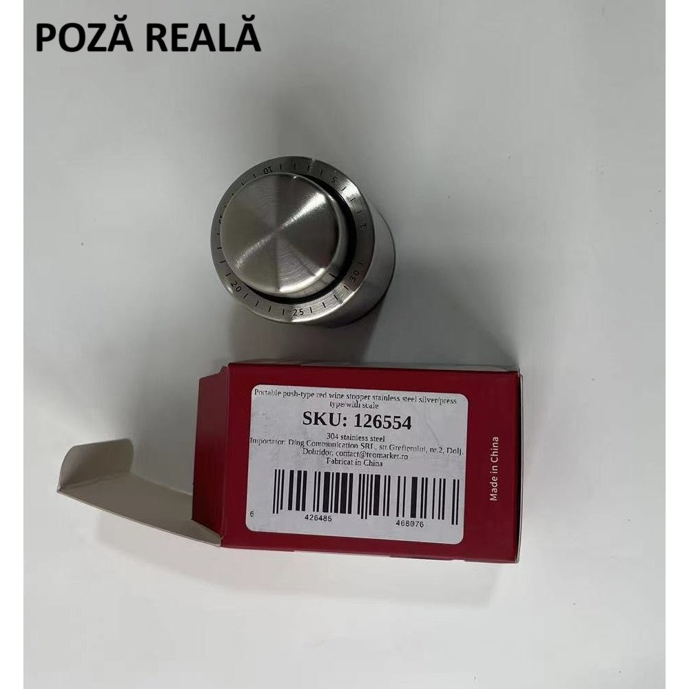 Dop de Etansare a Sticlei de Sampanie, Flippy, Data Etansare, Reutilizabil, Usor de Depozitat si Folosit, 4.5 x 4.5 x 8 cm, Gri-5