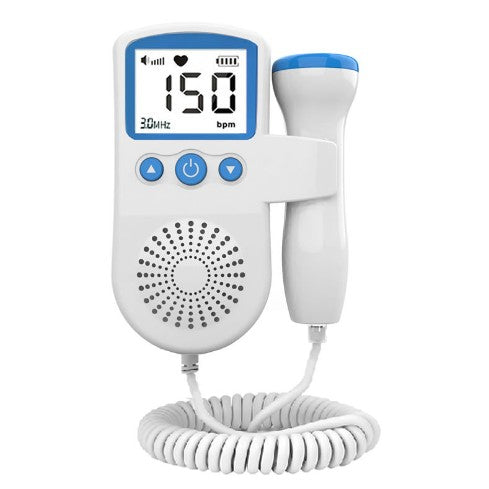 Monitor Fetal Doppler, Flippy, Monitorizare Sarcina, Ritm Cardiac, Ecran LCD 4.5 cm, 2 x Baterii AA (neincluse), Portabil, din ABS, 12.8 x 9.6 x 3 cm, Utilizare de la 9 Saptamani, Albastru-0