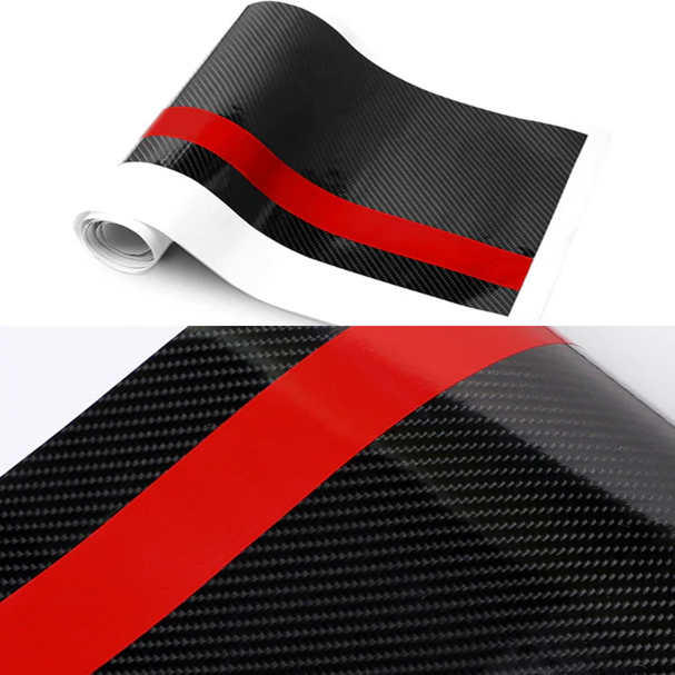 Sticker autoadeziv Tuning, model "Rally Stripe Carbon 3D", dimensiune 140 x 17 cm, culoare Negru/Rosu-2