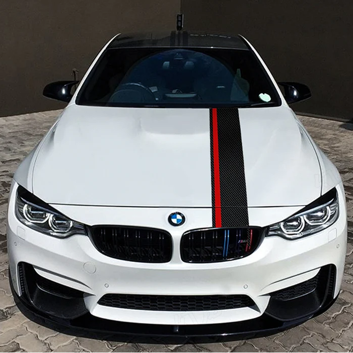 Sticker autoadeziv Tuning, model "Rally Stripe Carbon 3D", dimensiune 140 x 17 cm, culoare Negru/Rosu-3