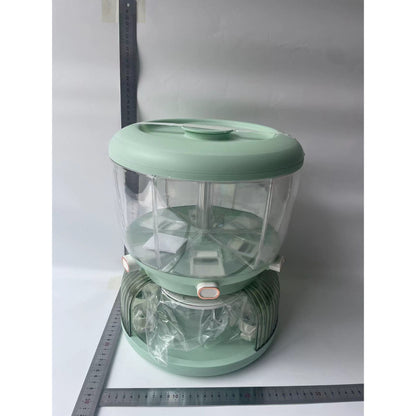 Dozator Etajat de Cereale Flippy, Rotativ 360, 6 Compartimente, Capacitate 10L, Cofraj Special pentru Oua, Vas pentru Scurgerea Cerealelor, 35x27.5 cm, Verde-12