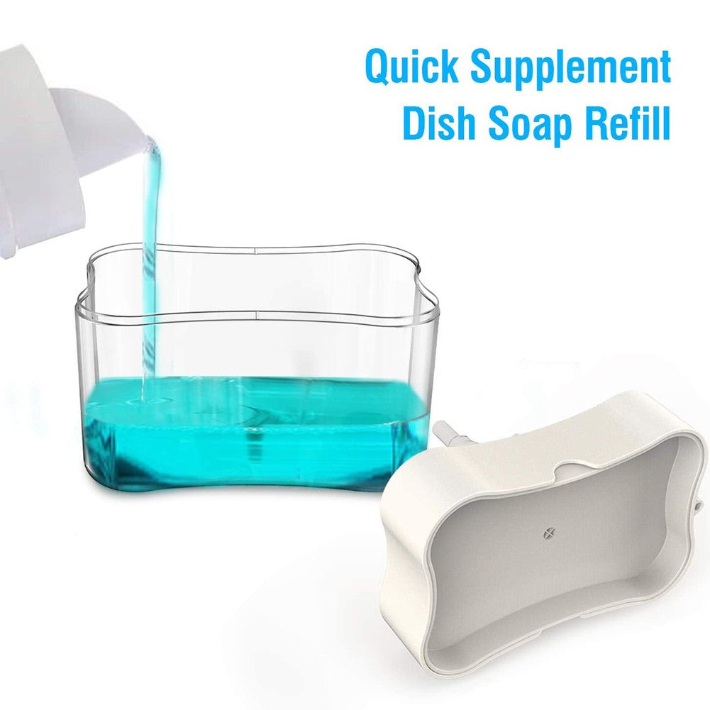 Dozator Flippy, Dispenser 2 in 1 pentru Detergent Lichid de Vase sau pentru Obiecte Sanitare cu Suport pentru Burete de Bucatarie ,14 x 10.5 x 10 cm, capacitate 380 ml, alb-4