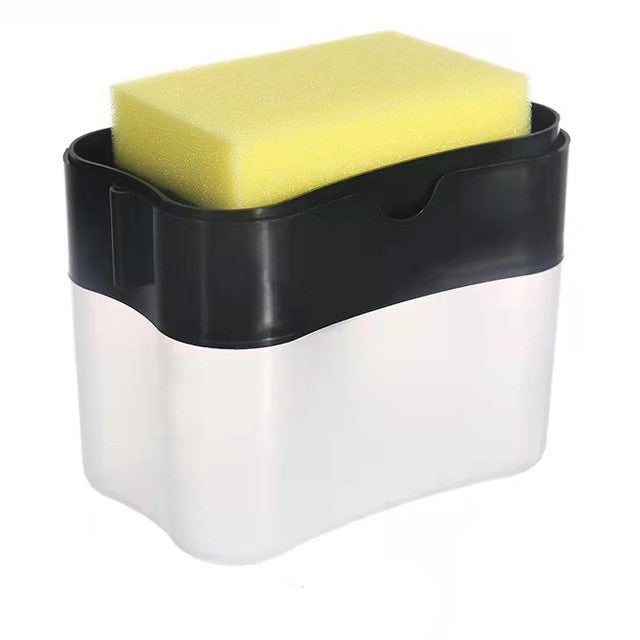 Dozator Flippy, Dispenser 2 in 1 pentru Detergent Lichid de Vase sau pentru Obiecte Sanitare cu Suport pentru Burete de Bucatarie ,14 x 10.5 x 10 cm, capacitate 380 ml, negru-0
