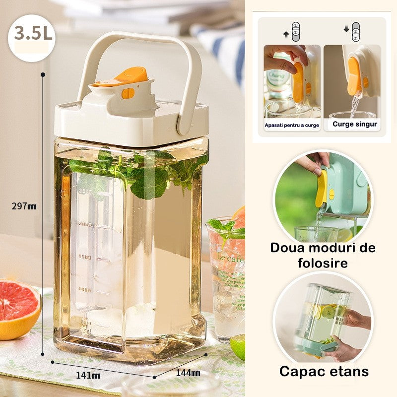 Dozator portabil pentru bauturi Flippy, 3.5 litri, capac etans, duza deschidere/inchidere, recipent din plastic, gradat, filtru, maner, 29.7 x 14.1 x 14.4 cm, pentru diverse bauturi, alb-1