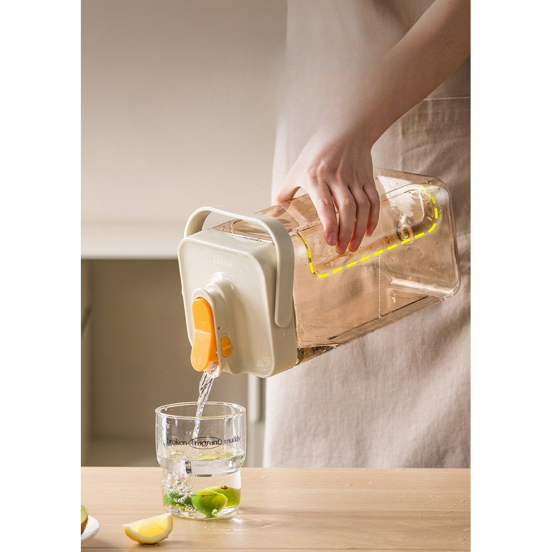 Dozator portabil pentru bauturi Flippy, 3.5 litri, capac etans, duza deschidere/inchidere, recipent din plastic, gradat, filtru, maner, 29.7 x 14.1 x 14.4 cm, pentru diverse bauturi, alb-3