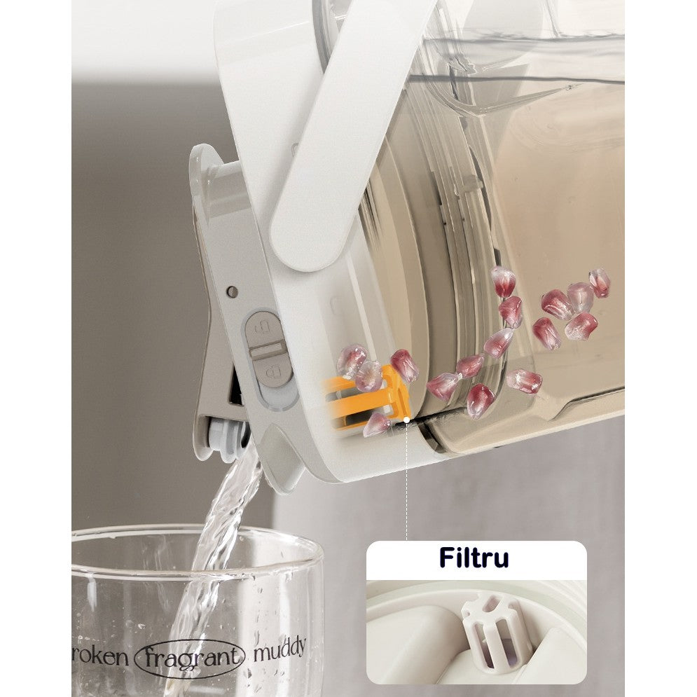 Dozator portabil pentru bauturi Flippy, 3.5 litri, capac etans, duza deschidere/inchidere, recipent din plastic, gradat, filtru, maner, 29.7 x 14.1 x 14.4 cm, pentru diverse bauturi, alb-5