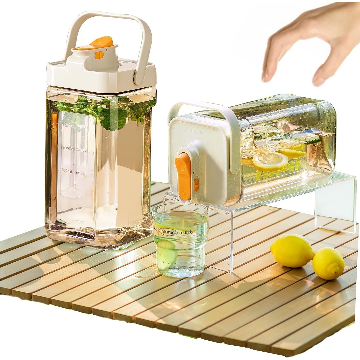 Dozator portabil pentru bauturi Flippy, 3.5 litri, capac etans, duza deschidere/inchidere, recipent din plastic, gradat, filtru, maner, 29.7 x 14.1 x 14.4 cm, pentru diverse bauturi, alb-7