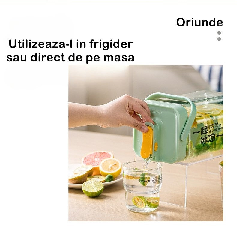 Dozator portabil pentru bauturi Flippy, 3.5 litri, capac etans, duza deschidere/inchidere, recipent din plastic, gradat, filtru, maner, pentru diverse bauturi, 29.7 x 14.1 x 14.4 cm, verde-2
