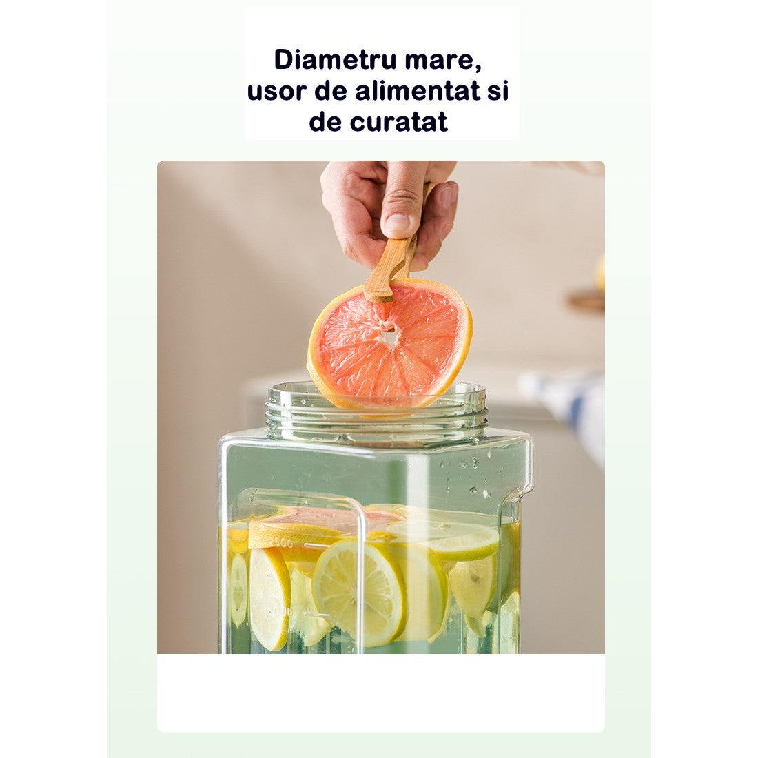 Dozator portabil pentru bauturi Flippy, 3.5 litri, capac etans, duza deschidere/inchidere, recipent din plastic, gradat, filtru, maner, pentru diverse bauturi, 29.7 x 14.1 x 14.4 cm, verde-5