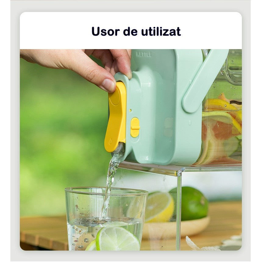 Dozator portabil pentru bauturi Flippy, 3.5 litri, capac etans, duza deschidere/inchidere, recipent din plastic, gradat, filtru, maner, pentru diverse bauturi, 29.7 x 14.1 x 14.4 cm, verde-6