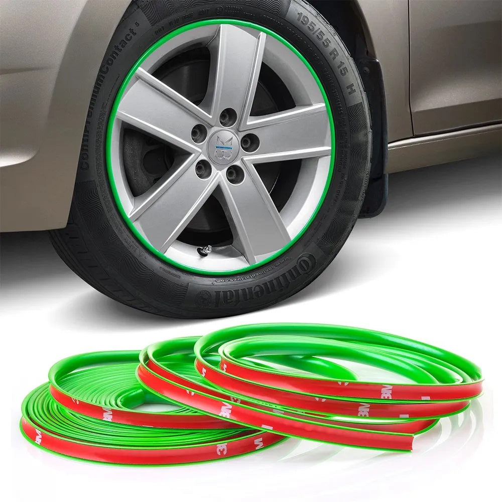 Inele de protectie si decor jante, adezive, din plastic flexibil - VERDE-0