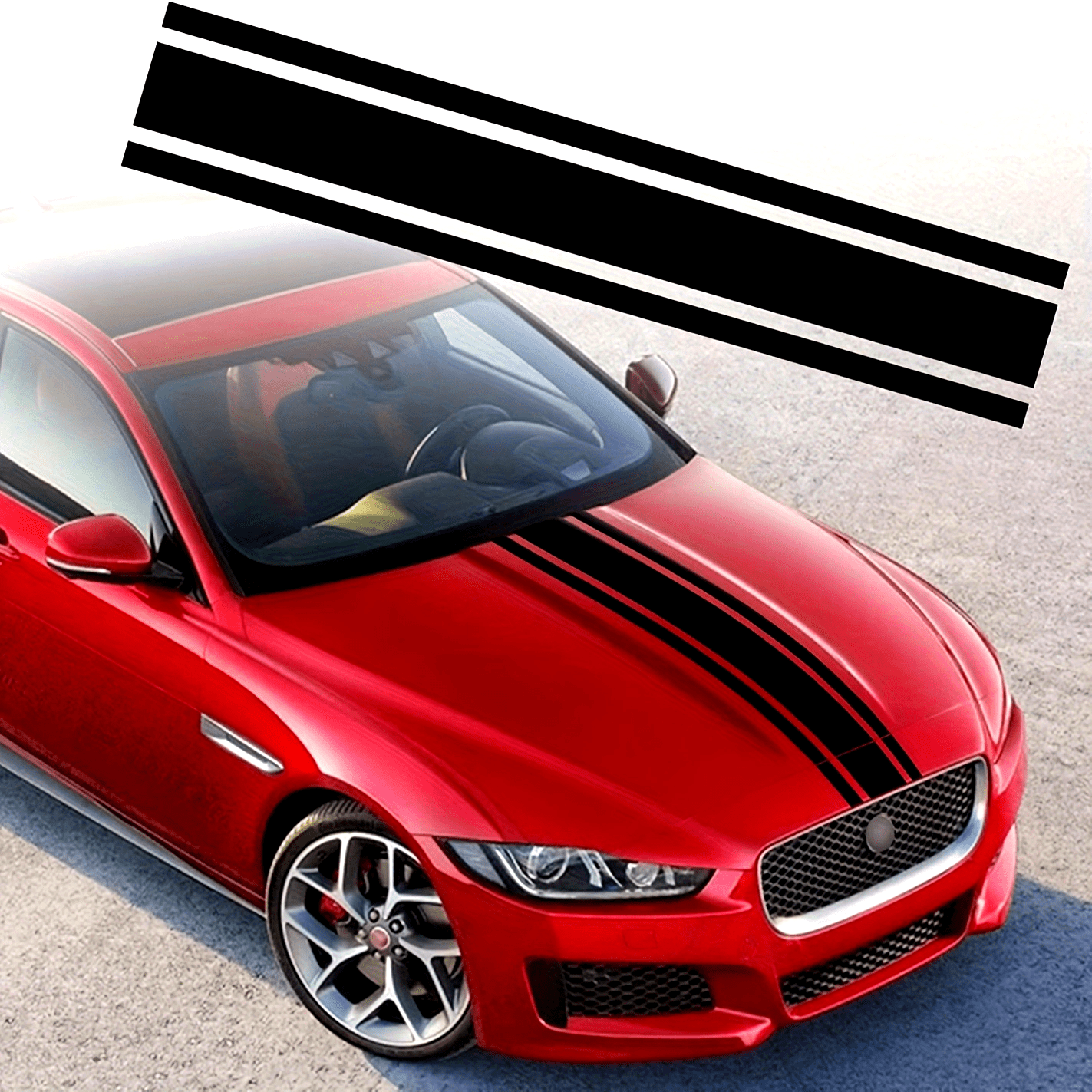 Sticker autoadeziv Tuning, model "Triple Stripes", dimensiune 125 x 22 cm, culoare Neagra-0