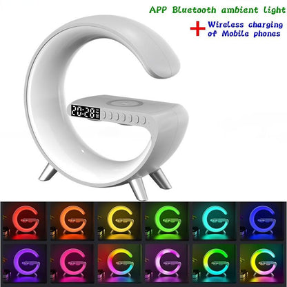 Lampa led RGB G cu boxa Bluetooth, ceas si incarcare wireless, dimensiune mare